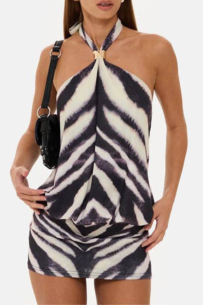 Halter Neck Casual Mini Dress