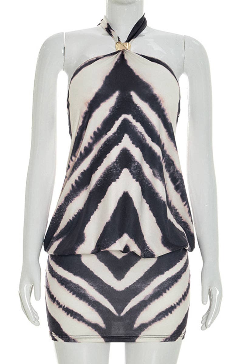 Halter Neck Casual Mini Dress