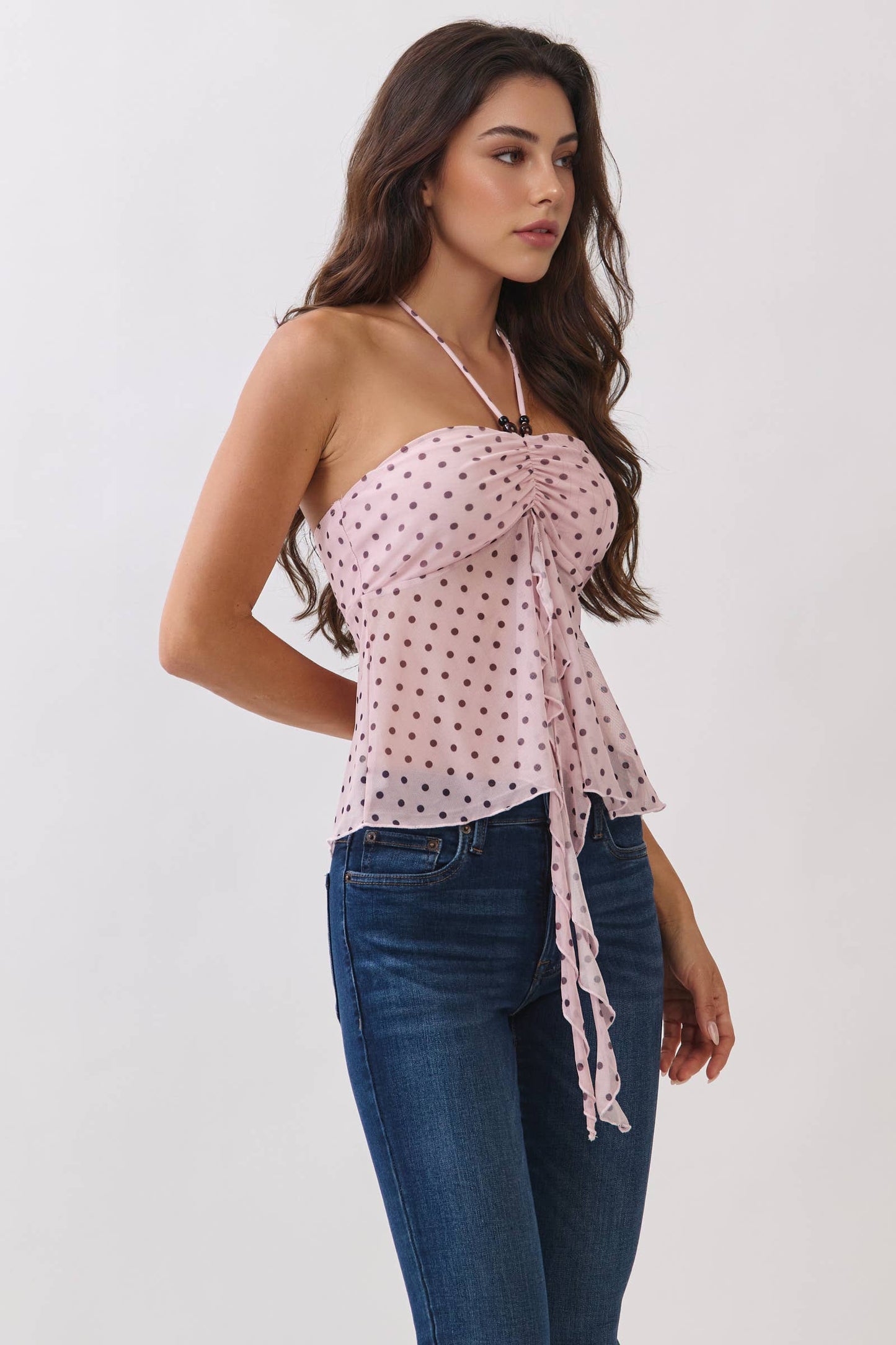PRINT EMBELISHED BANDEU SEXY CAMISOLE TOP