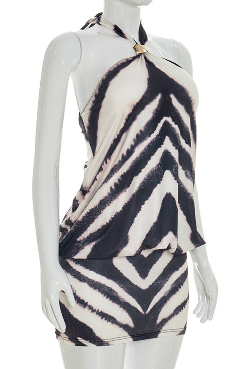 Halter Neck Casual Mini Dress