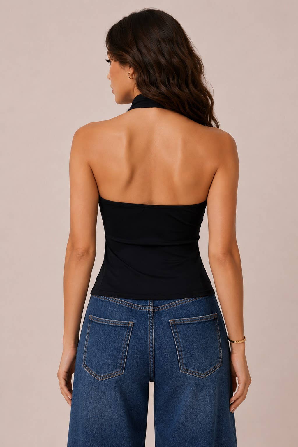 JK57354 - FRONT METAL SHELL TRIM CUT OUT HALTER TANK TOP